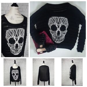 Skull Knit High-Low Sweater